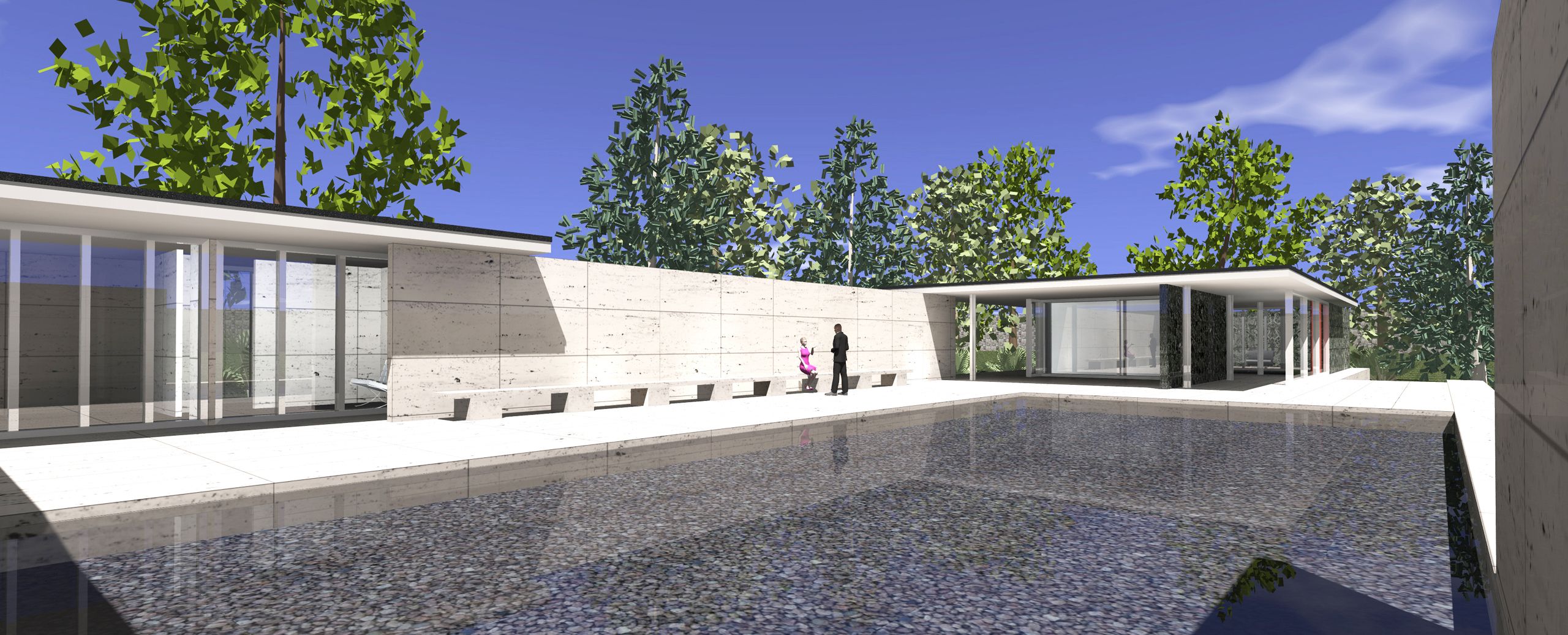 AGi32 daylight simulation of the Mies van der Rohe Barcelona Pavilion