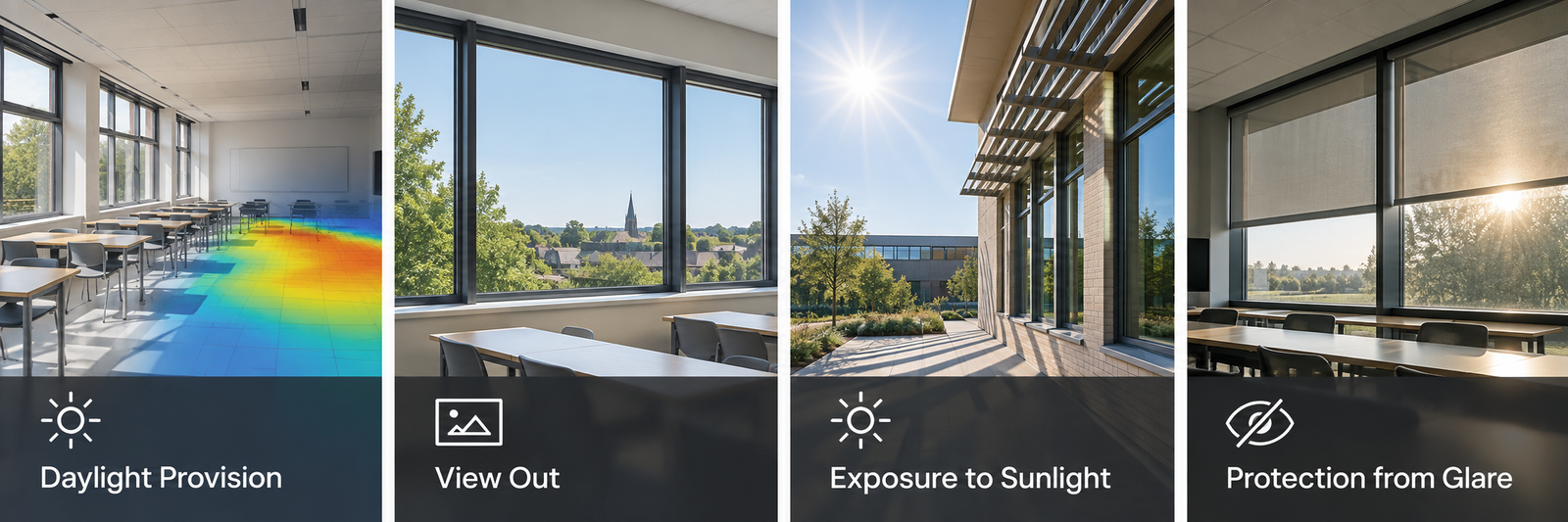 BS EN 17037 daylight provision, view out, sunlight and glare